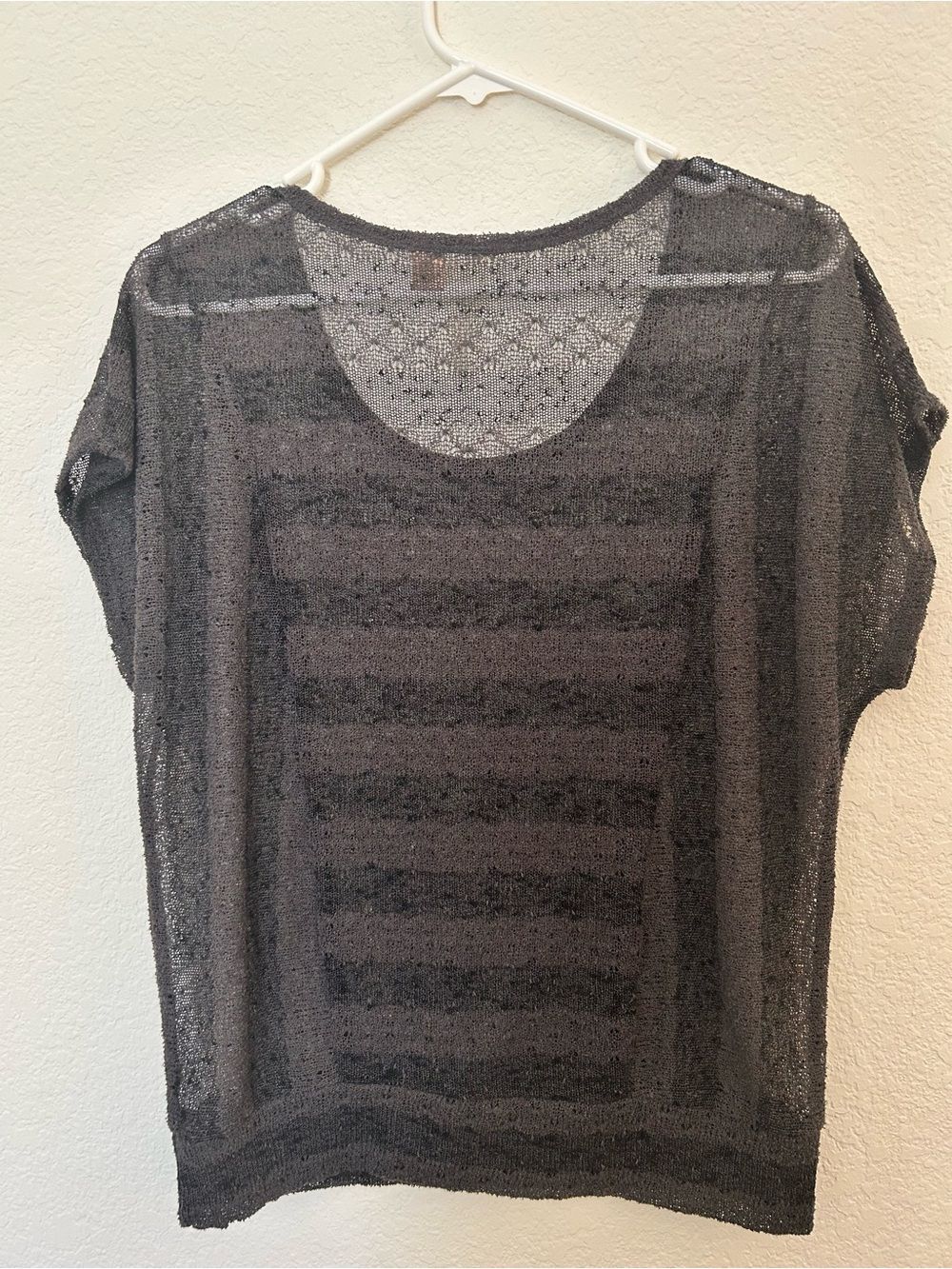 Eyeshadow Black Striped Sheer Scoop Neck Top Size M Indie Goth - Picture 2 of 3